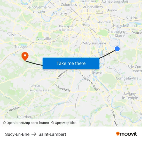 Sucy-En-Brie to Saint-Lambert map