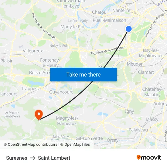 Suresnes to Saint-Lambert map