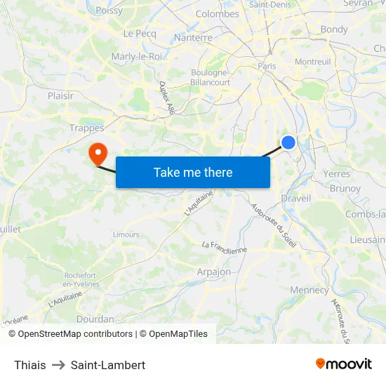 Thiais to Saint-Lambert map