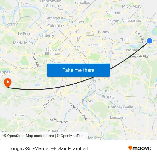 Thorigny-Sur-Marne to Saint-Lambert map