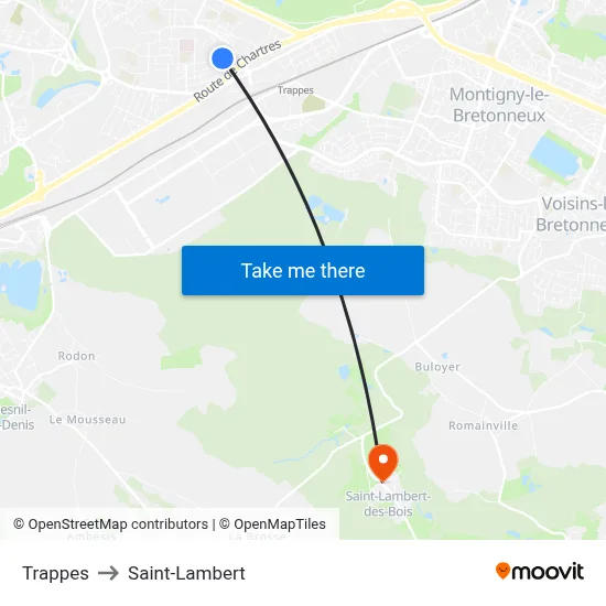 Trappes to Saint-Lambert map