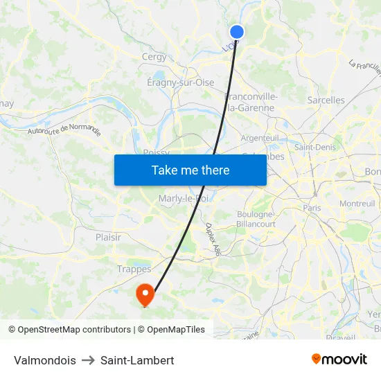 Valmondois to Saint-Lambert map
