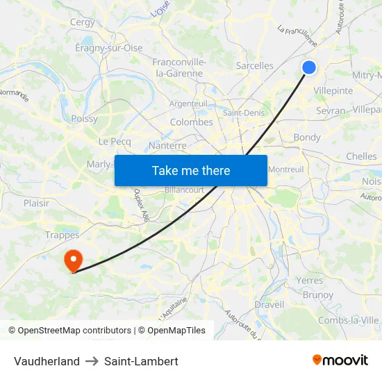 Vaudherland to Saint-Lambert map