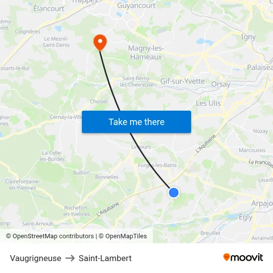Vaugrigneuse to Saint-Lambert map