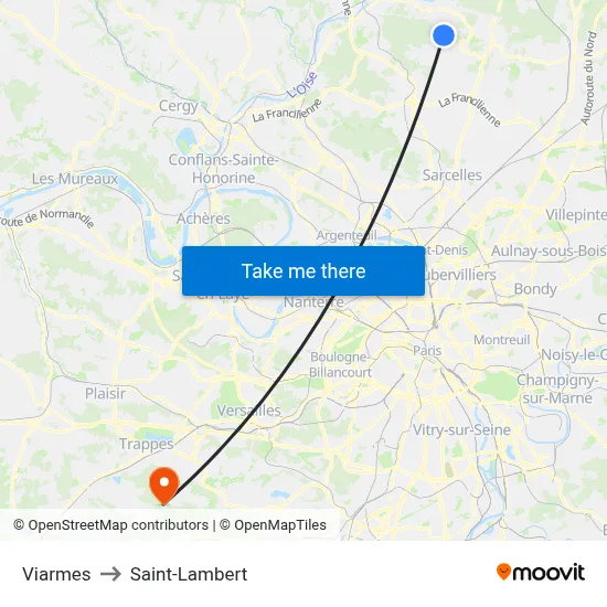 Viarmes to Saint-Lambert map