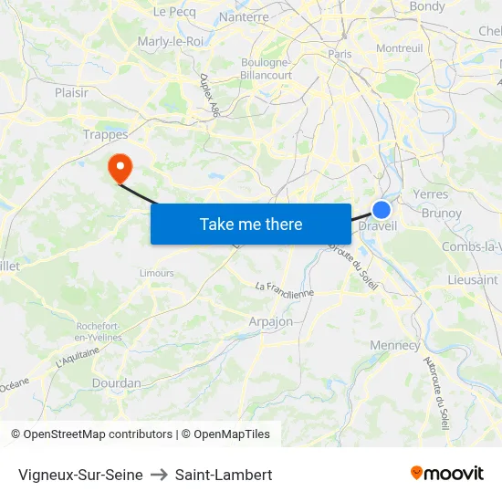 Vigneux-Sur-Seine to Saint-Lambert map