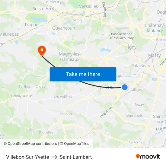 Villebon-Sur-Yvette to Saint-Lambert map
