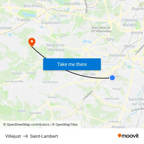Villejust to Saint-Lambert map