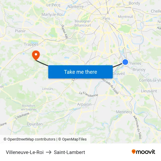 Villeneuve-Le-Roi to Saint-Lambert map