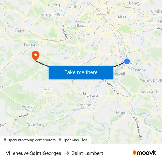 Villeneuve-Saint-Georges to Saint-Lambert map