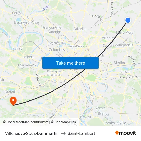 Villeneuve-Sous-Dammartin to Saint-Lambert map