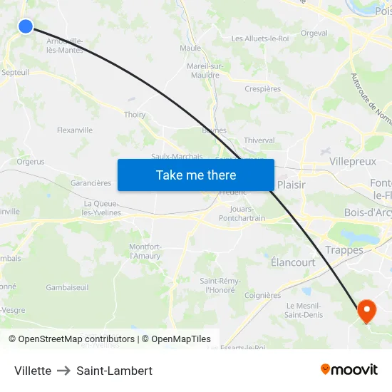Villette to Saint-Lambert map