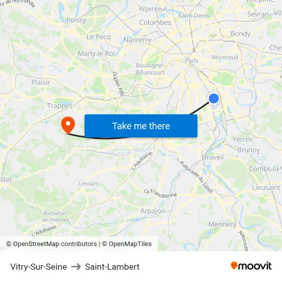 Vitry-Sur-Seine to Saint-Lambert map