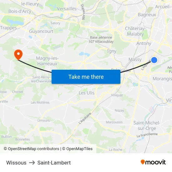 Wissous to Saint-Lambert map