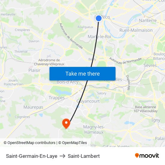 Saint-Germain-En-Laye to Saint-Lambert map