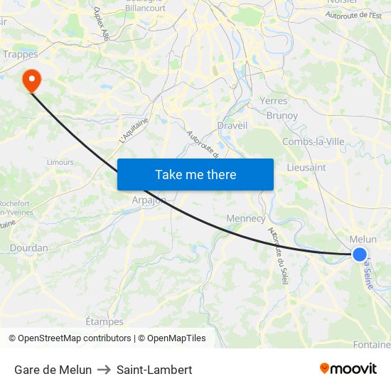 Gare de Melun to Saint-Lambert map