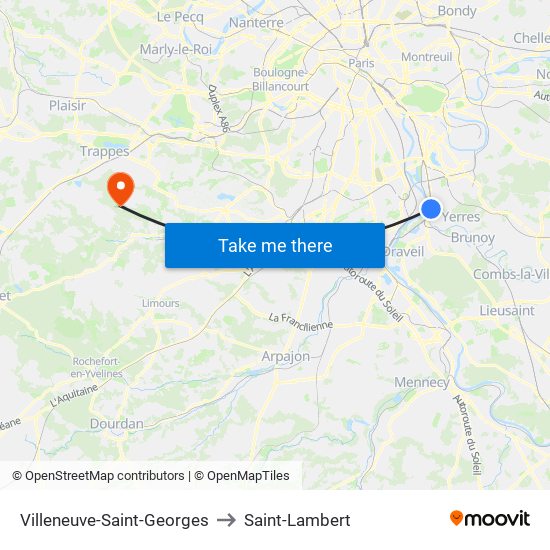 Villeneuve-Saint-Georges to Saint-Lambert map