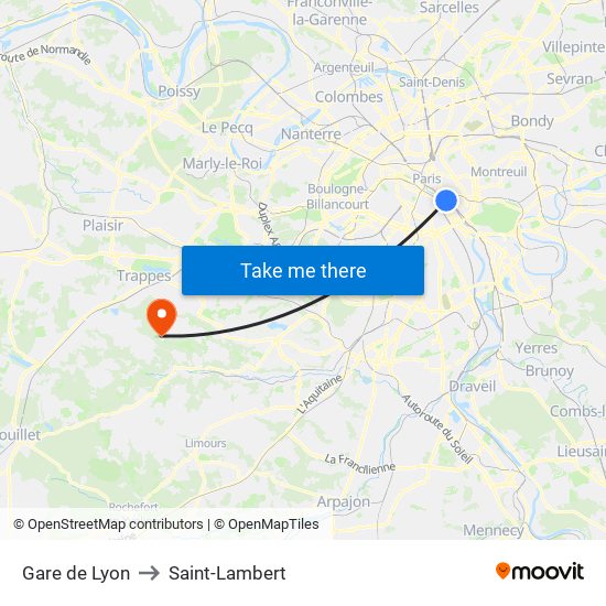 Gare de Lyon to Saint-Lambert map