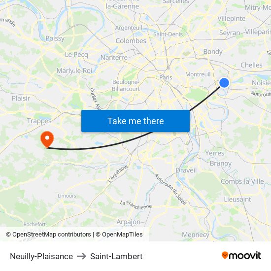 Neuilly-Plaisance to Saint-Lambert map