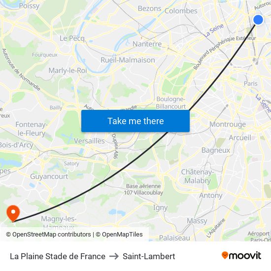 La Plaine Stade de France to Saint-Lambert map