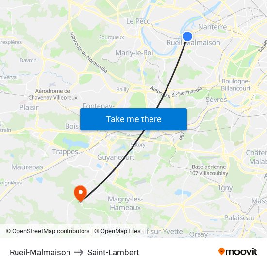 Rueil-Malmaison to Saint-Lambert map