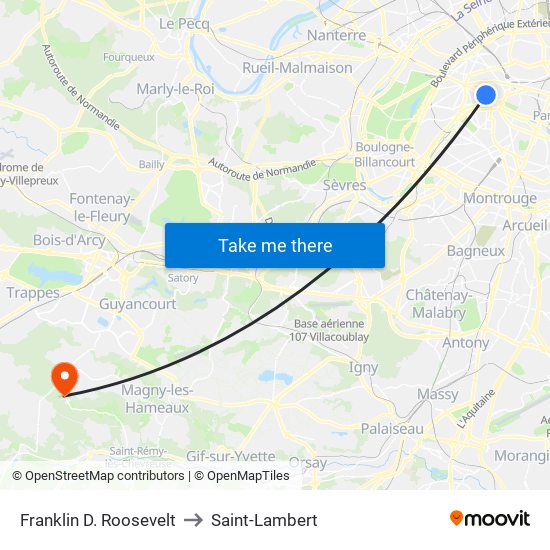 Franklin D. Roosevelt to Saint-Lambert map