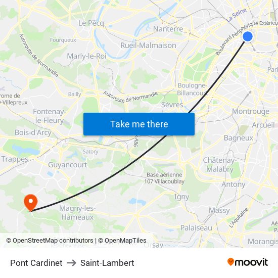 Pont Cardinet to Saint-Lambert map