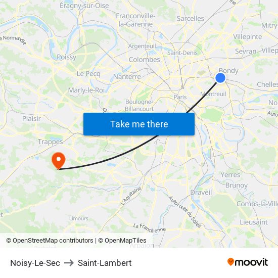 Noisy-Le-Sec to Saint-Lambert map