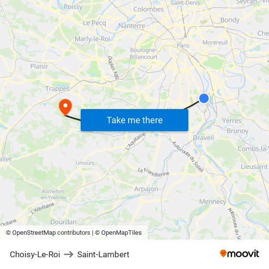 Choisy-Le-Roi to Saint-Lambert map