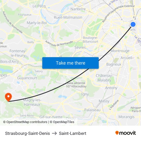 Strasbourg-Saint-Denis to Saint-Lambert map