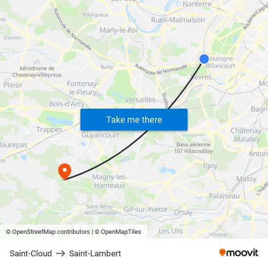 Saint-Cloud to Saint-Lambert map