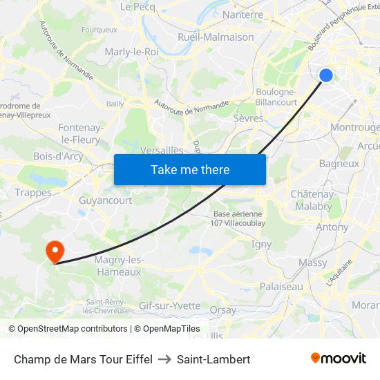 Champ de Mars Tour Eiffel to Saint-Lambert map