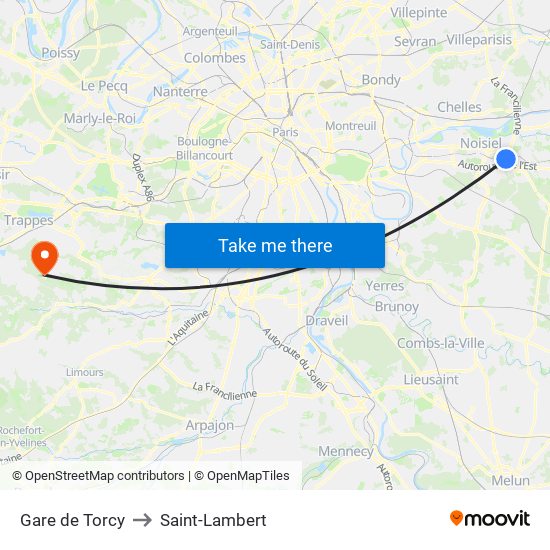 Gare de Torcy to Saint-Lambert map