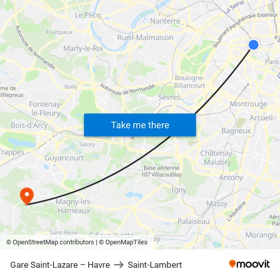 Gare Saint-Lazare – Havre to Saint-Lambert map