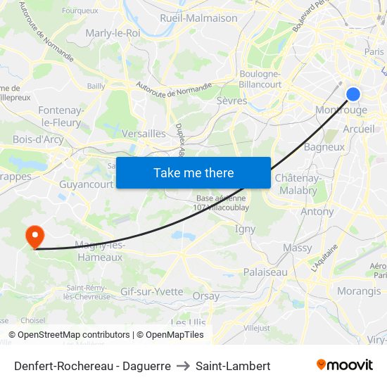 Denfert-Rochereau - Daguerre to Saint-Lambert map