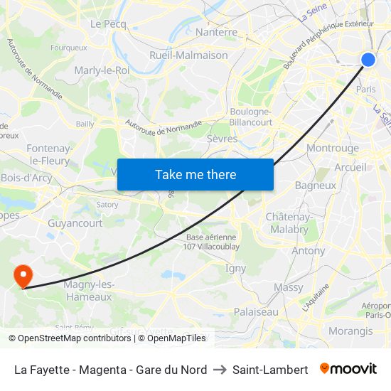 La Fayette - Magenta - Gare du Nord to Saint-Lambert map