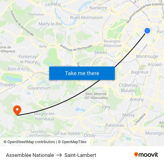 Assemblée Nationale to Saint-Lambert map