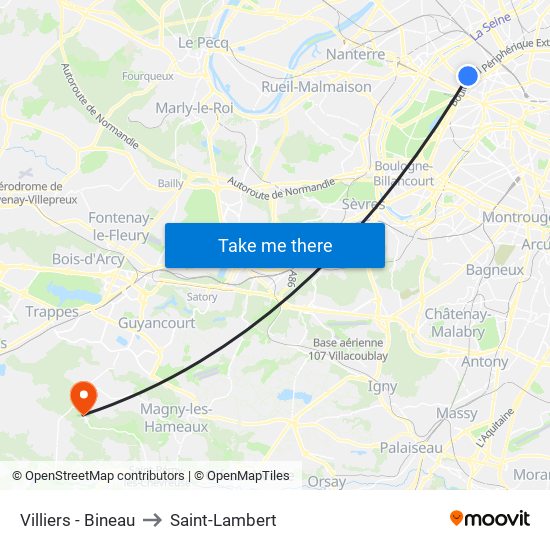 Villiers - Bineau to Saint-Lambert map