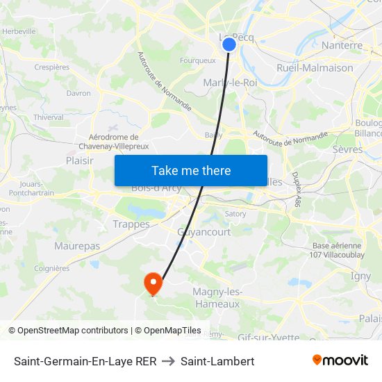 Saint-Germain-En-Laye RER to Saint-Lambert map