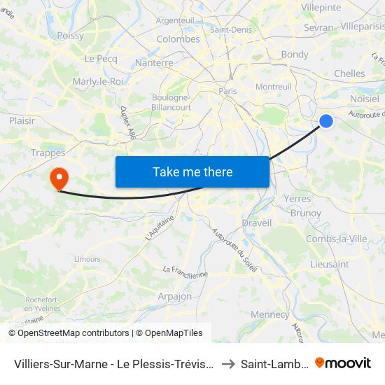 Villiers-Sur-Marne - Le Plessis-Trévise RER to Saint-Lambert map