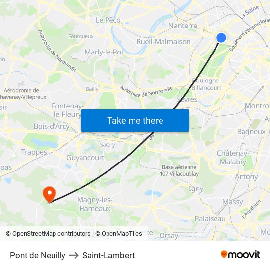 Pont de Neuilly to Saint-Lambert map