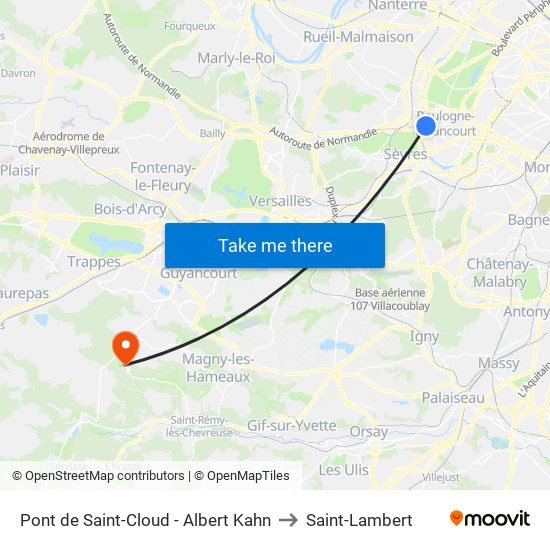 Pont de Saint-Cloud - Albert Kahn to Saint-Lambert map