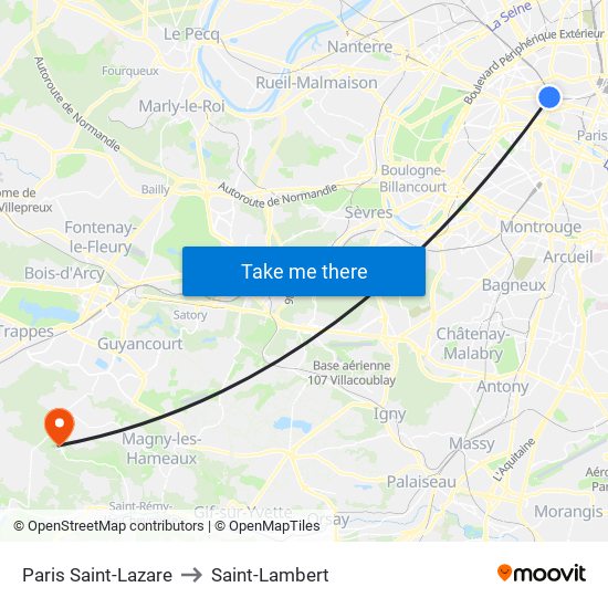 Paris Saint-Lazare to Saint-Lambert map