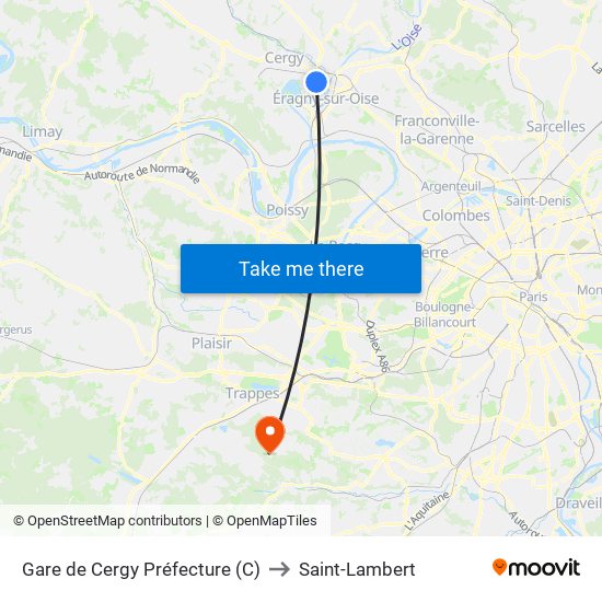 Gare de Cergy Préfecture (C) to Saint-Lambert map
