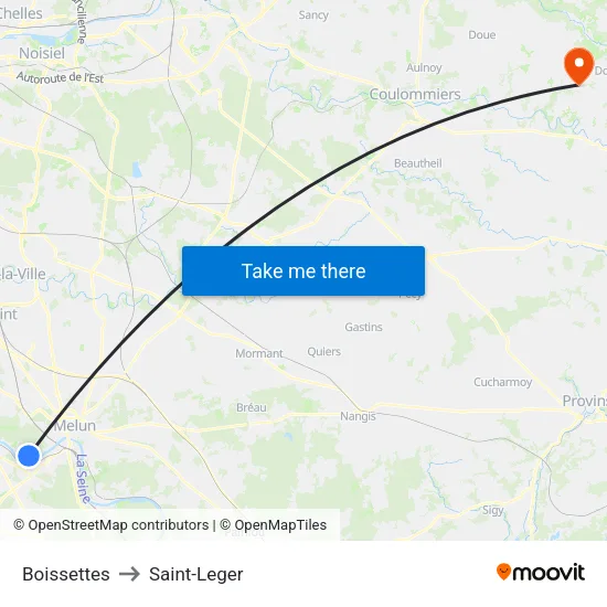 Boissettes to Saint-Leger map