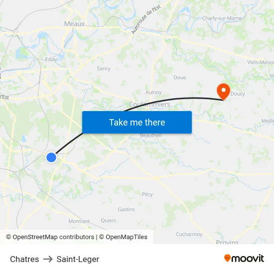 Chatres to Saint-Leger map