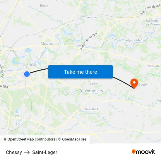 Chessy to Saint-Leger map