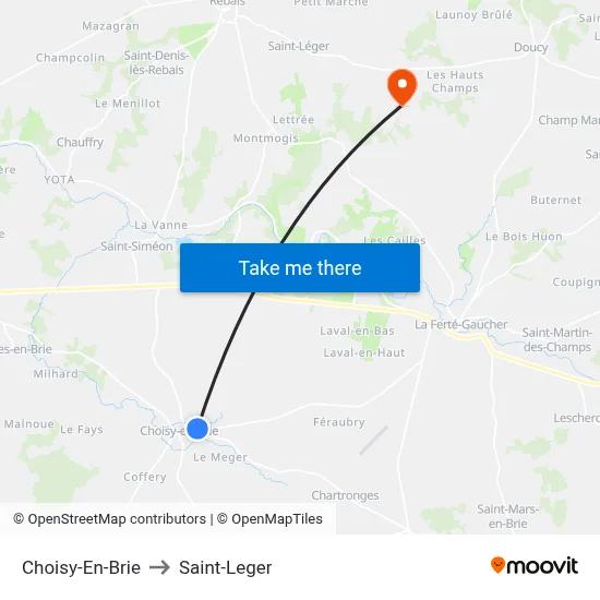 Choisy-En-Brie to Saint-Leger map