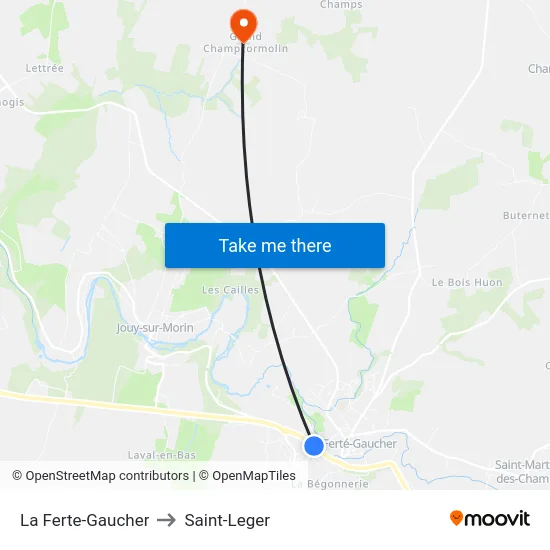 La Ferte-Gaucher to Saint-Leger map