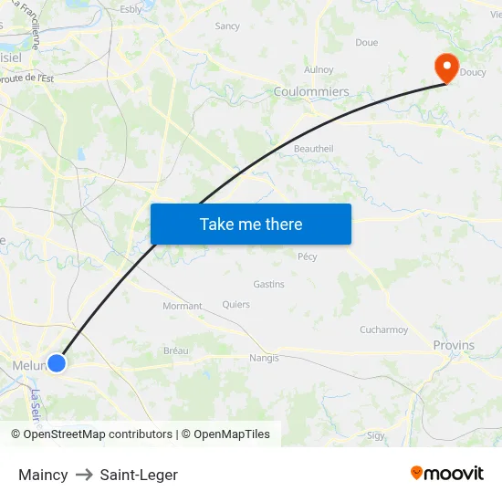 Maincy to Saint-Leger map